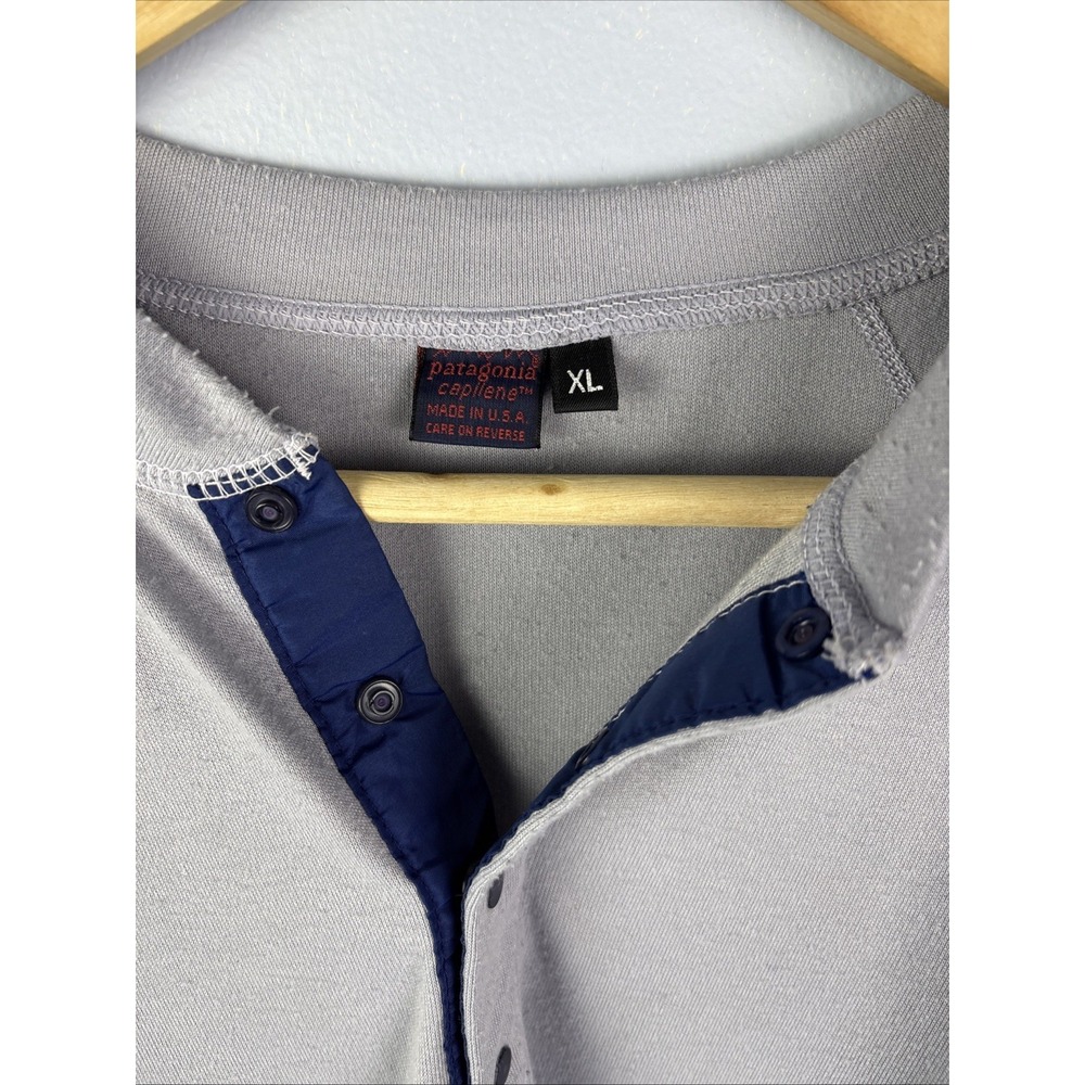 patagonia capilene USA Vintage Long Sleeve 4 Button Henley Gray XL Gorpcore